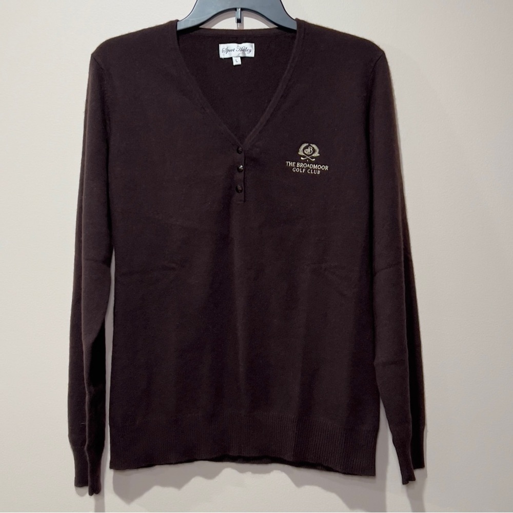 Sport Haley L Soft 100% CASHMERE Women’s Long sleeve Brown BroadmoorGolf Club